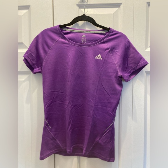 Adidas Purple Short Sleeve Athletic Shirt - Picture 1 of 3